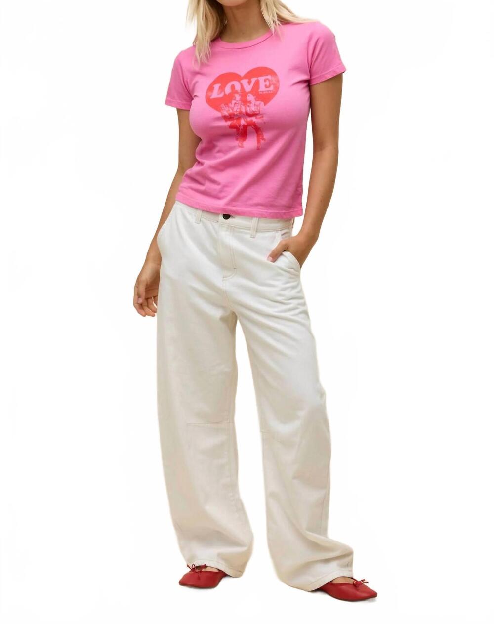 NEW DAYDREAMER john lennon love is real headliner tee in classic pink